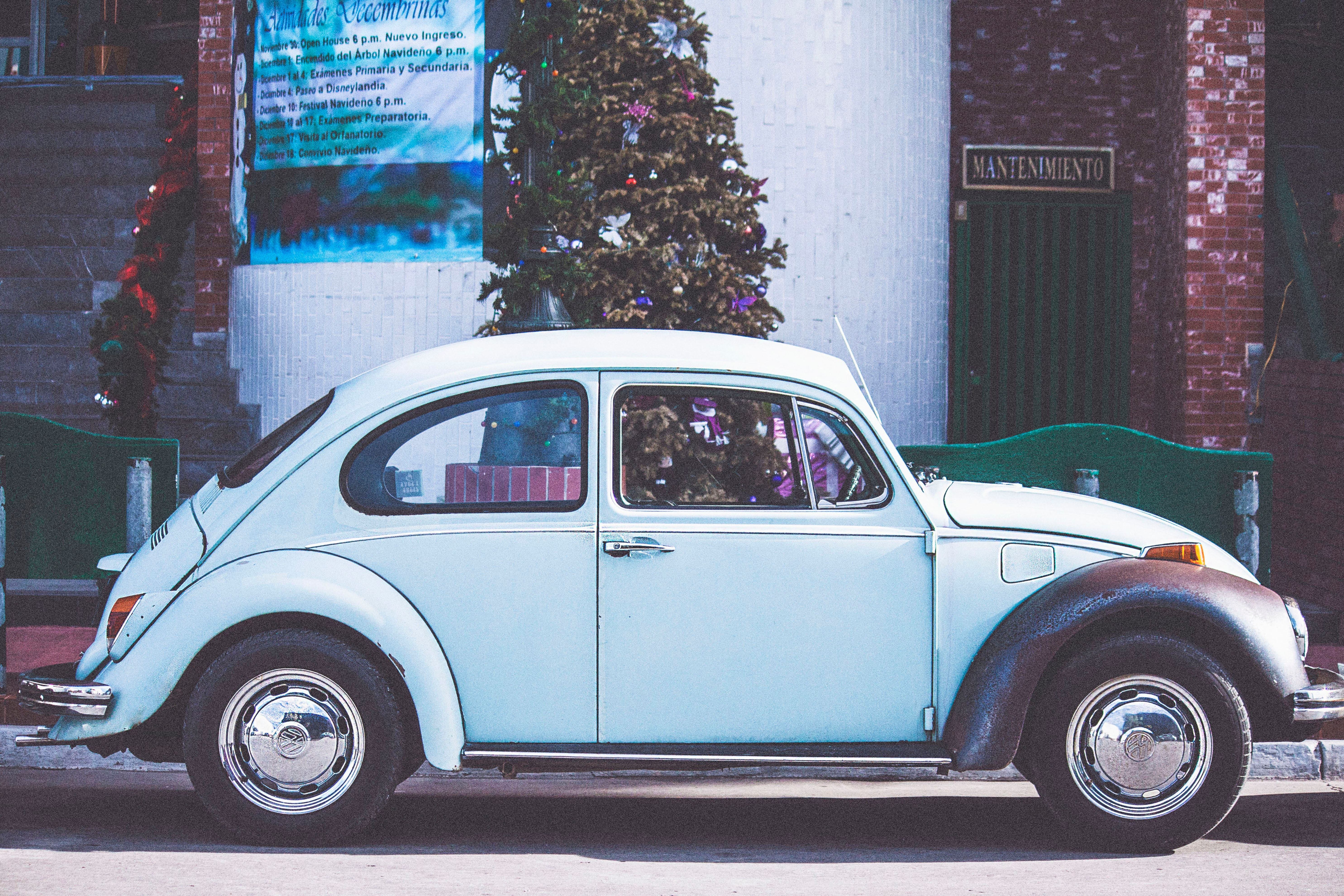 Classic light blue VW Beetle