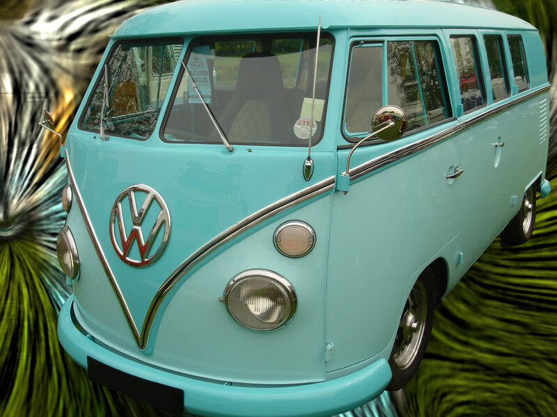 Classic light blue VW bus