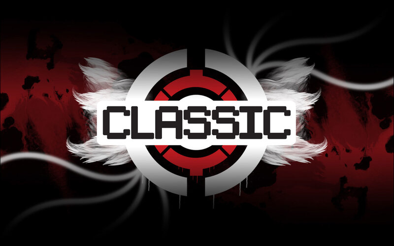 Classic logo with red and black background