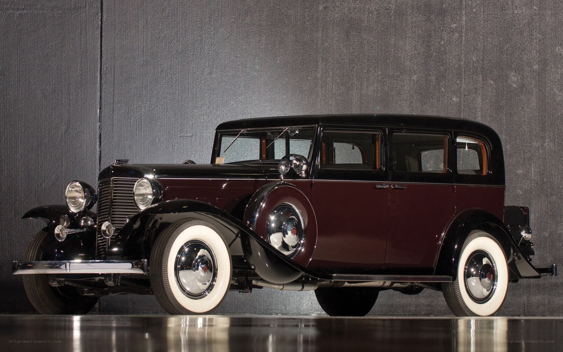 Classic maroon and black car