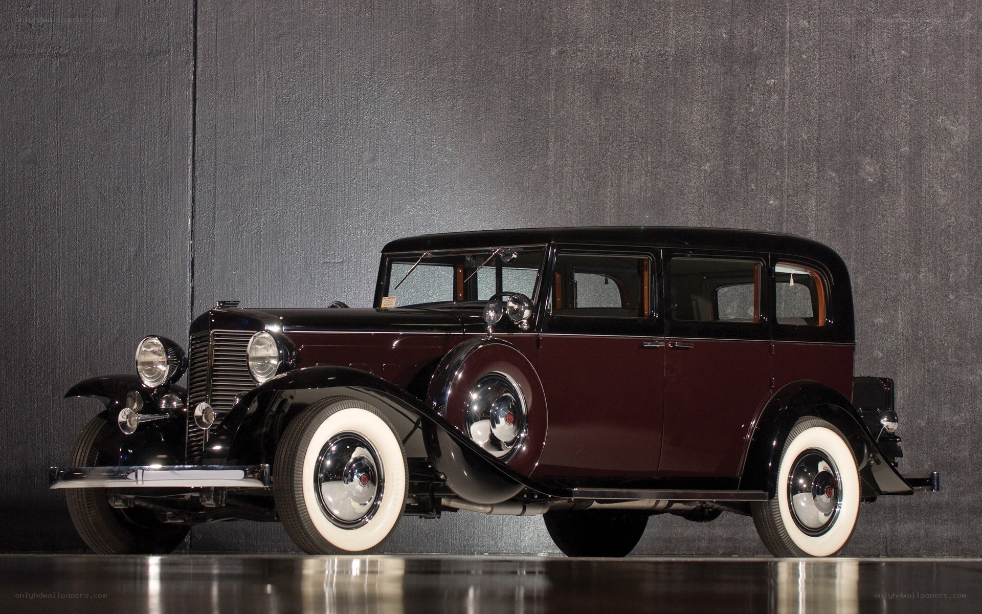 Classic maroon and black car
