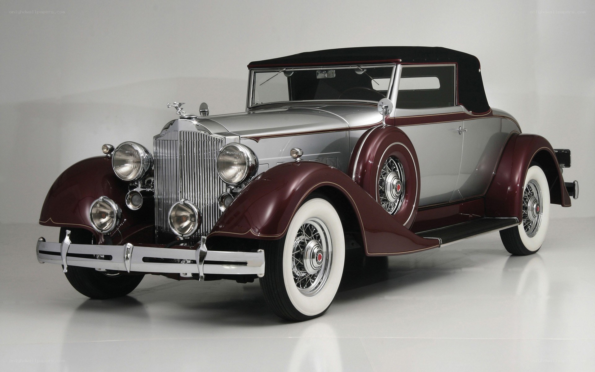Classic maroon and silver car