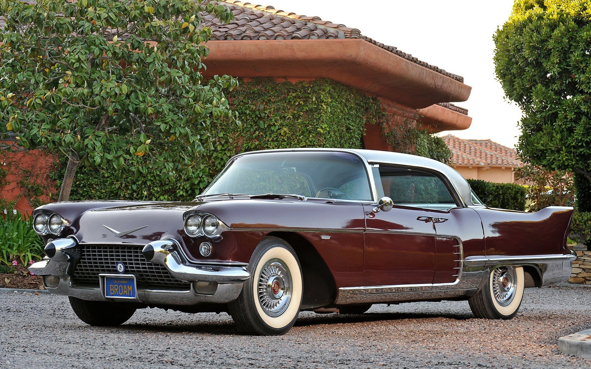 Classic maroon Cadillac car