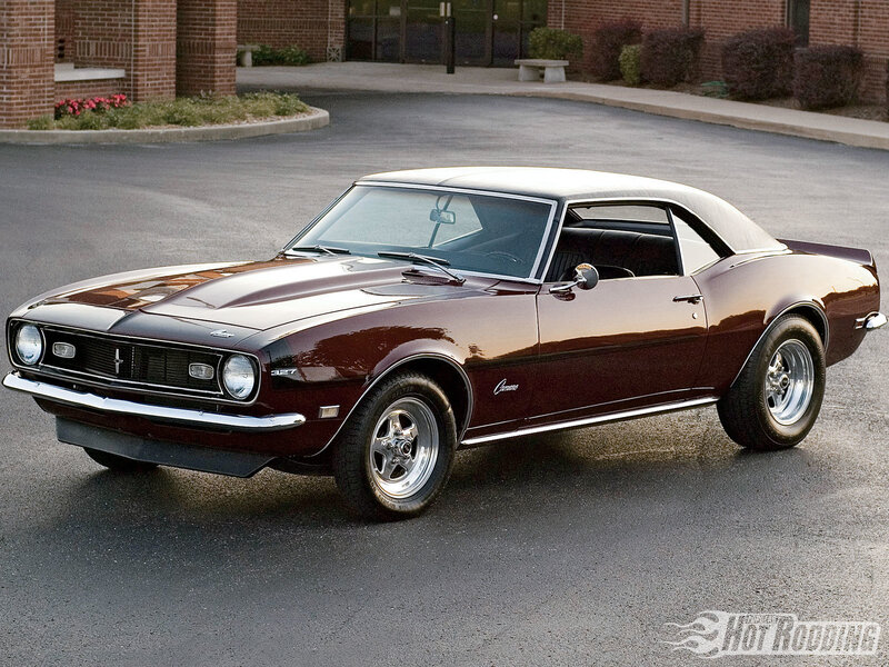 Classic maroon Camaro coupe