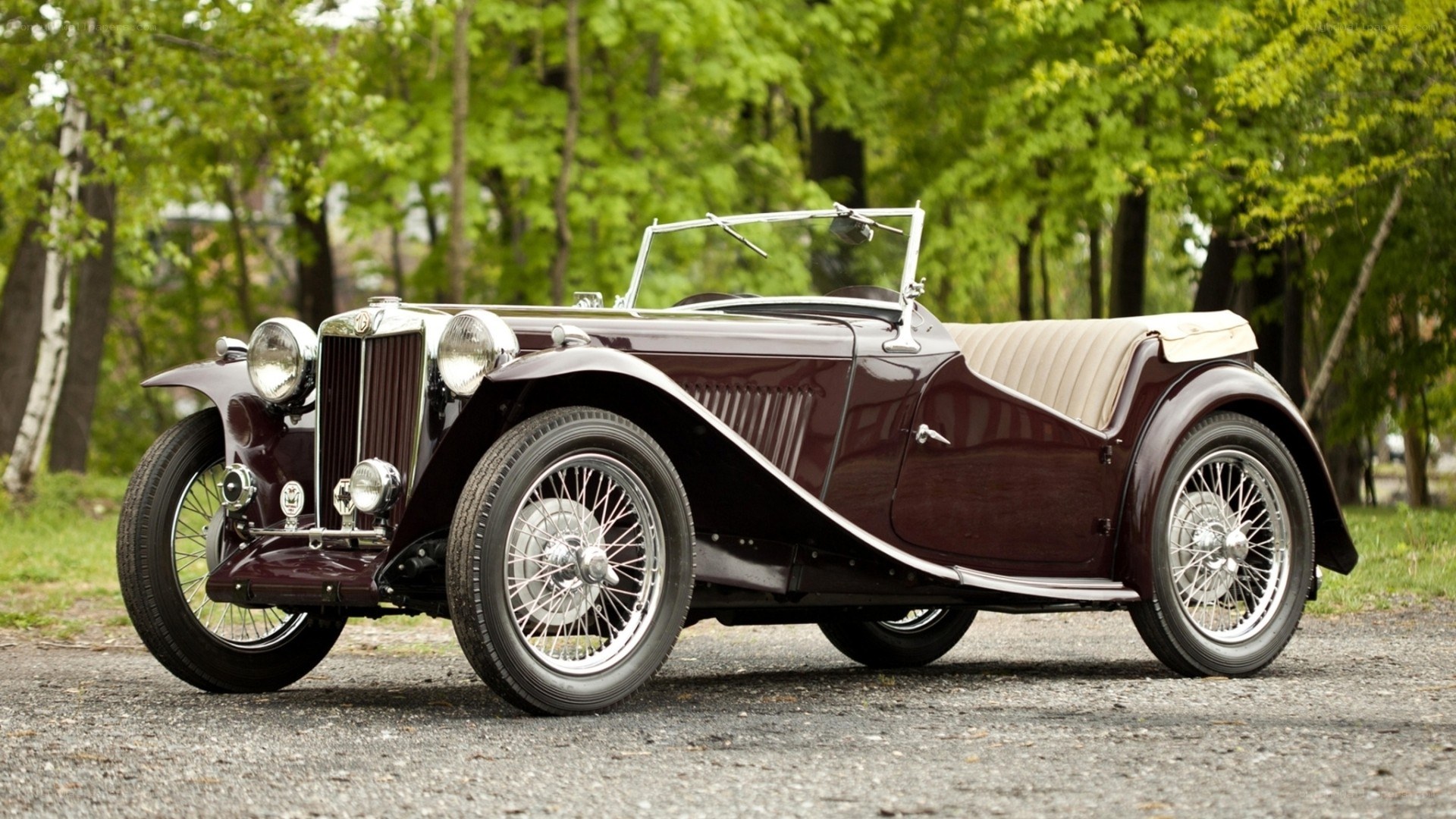 Classic maroon convertible car
