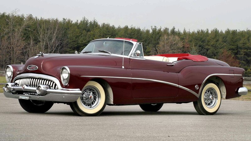 Classic maroon convertible car
