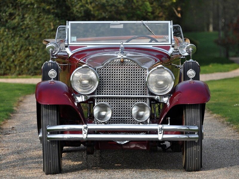 Classic maroon convertible car