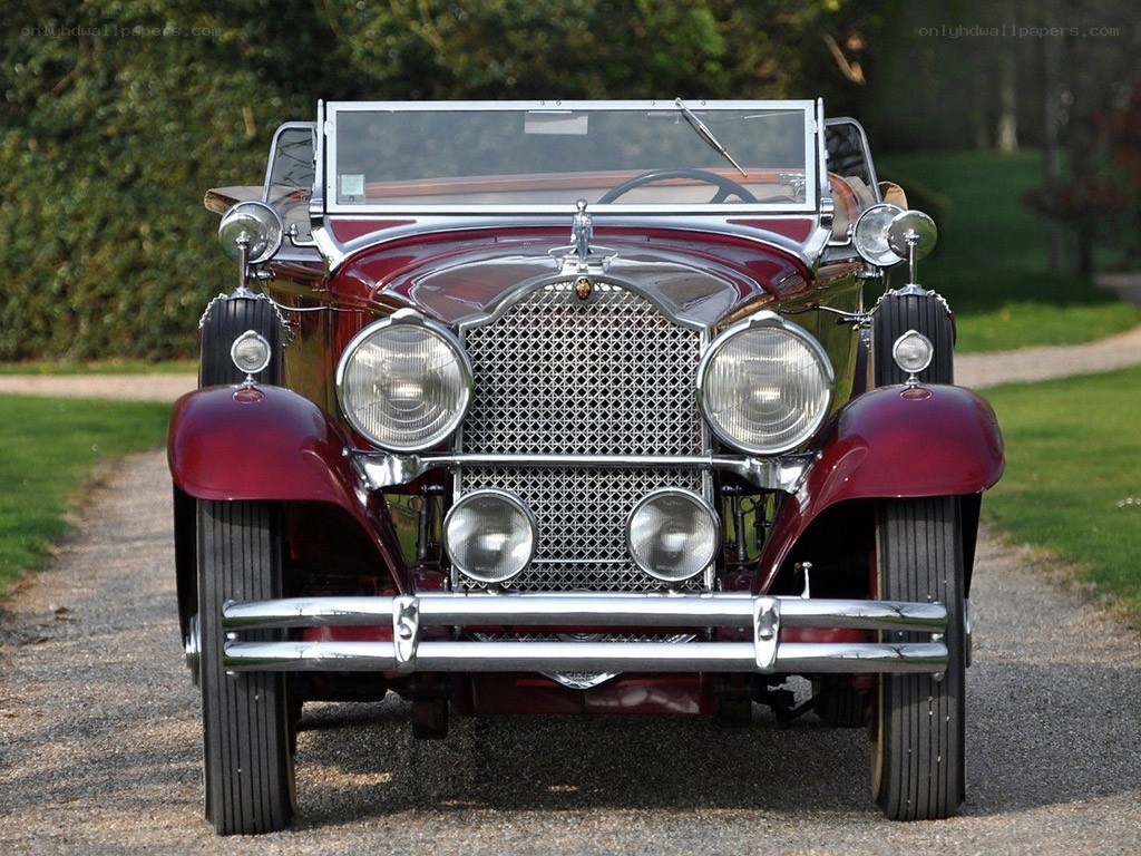 Classic maroon convertible car