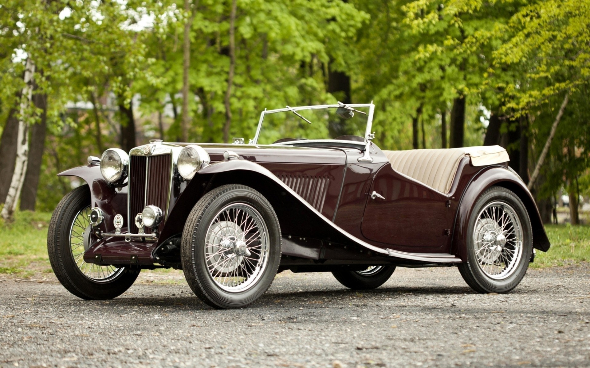 Classic maroon convertible car
