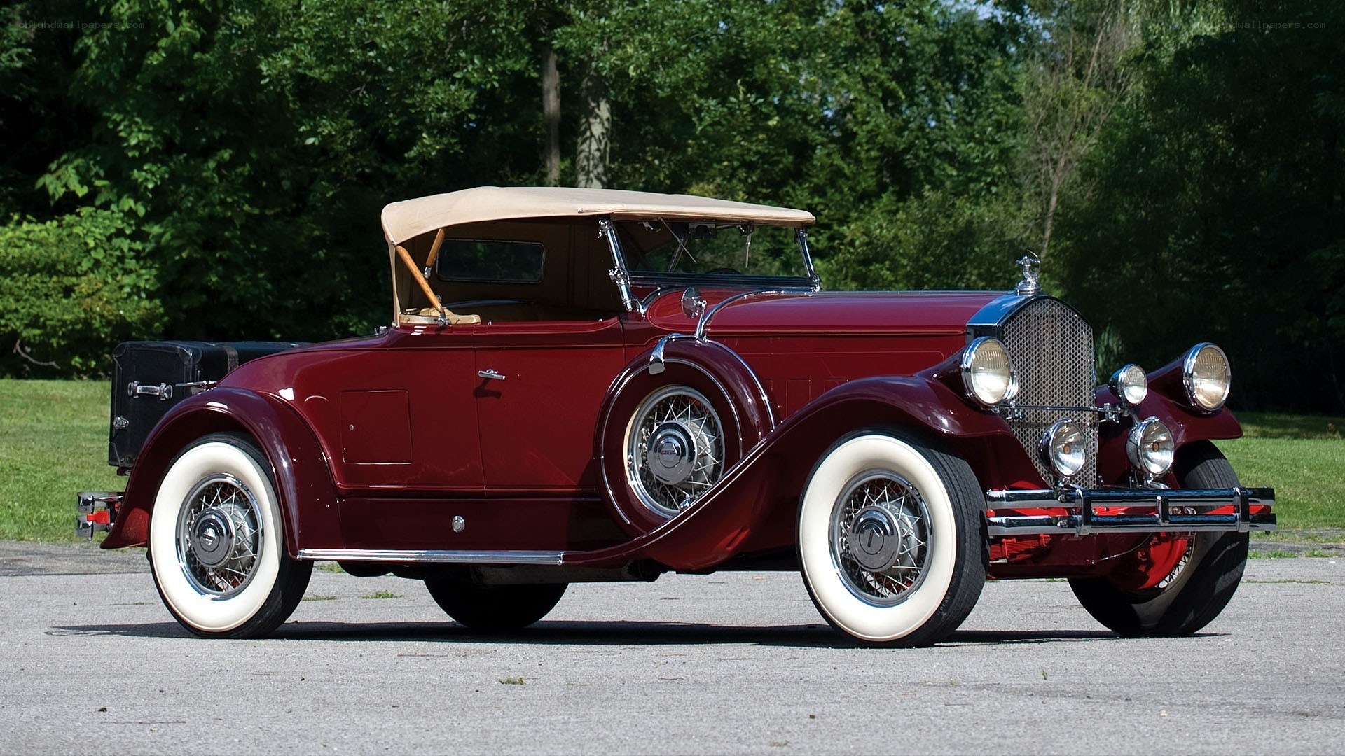 Classic maroon convertible car