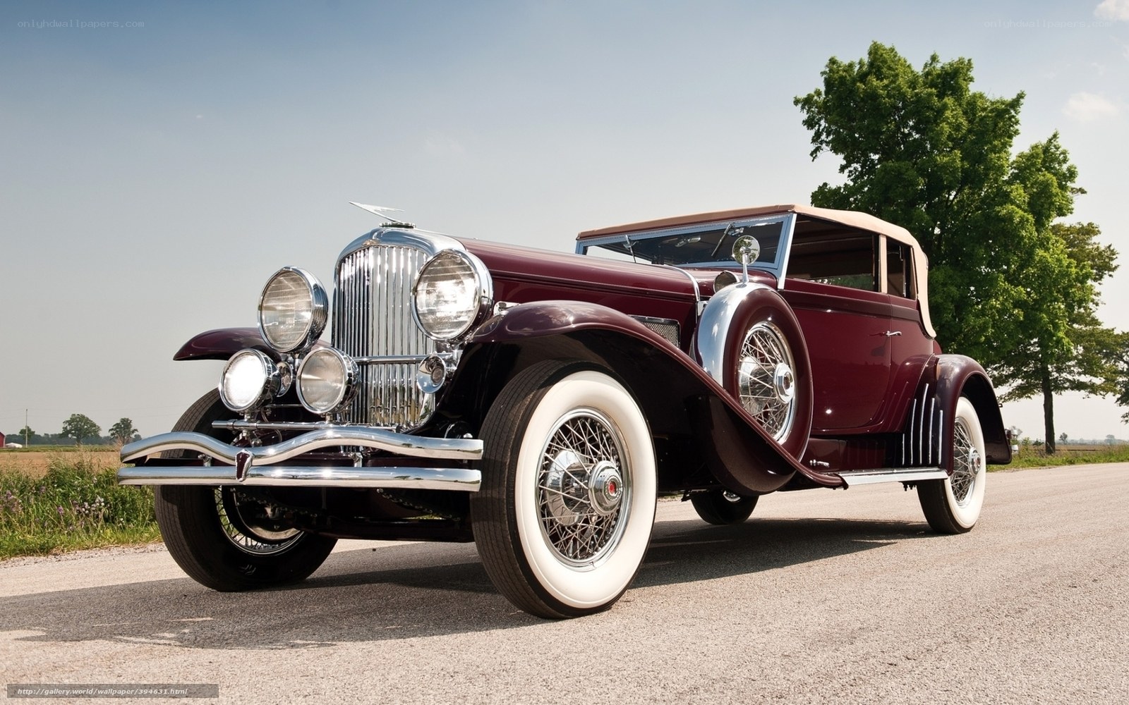 Classic maroon convertible car