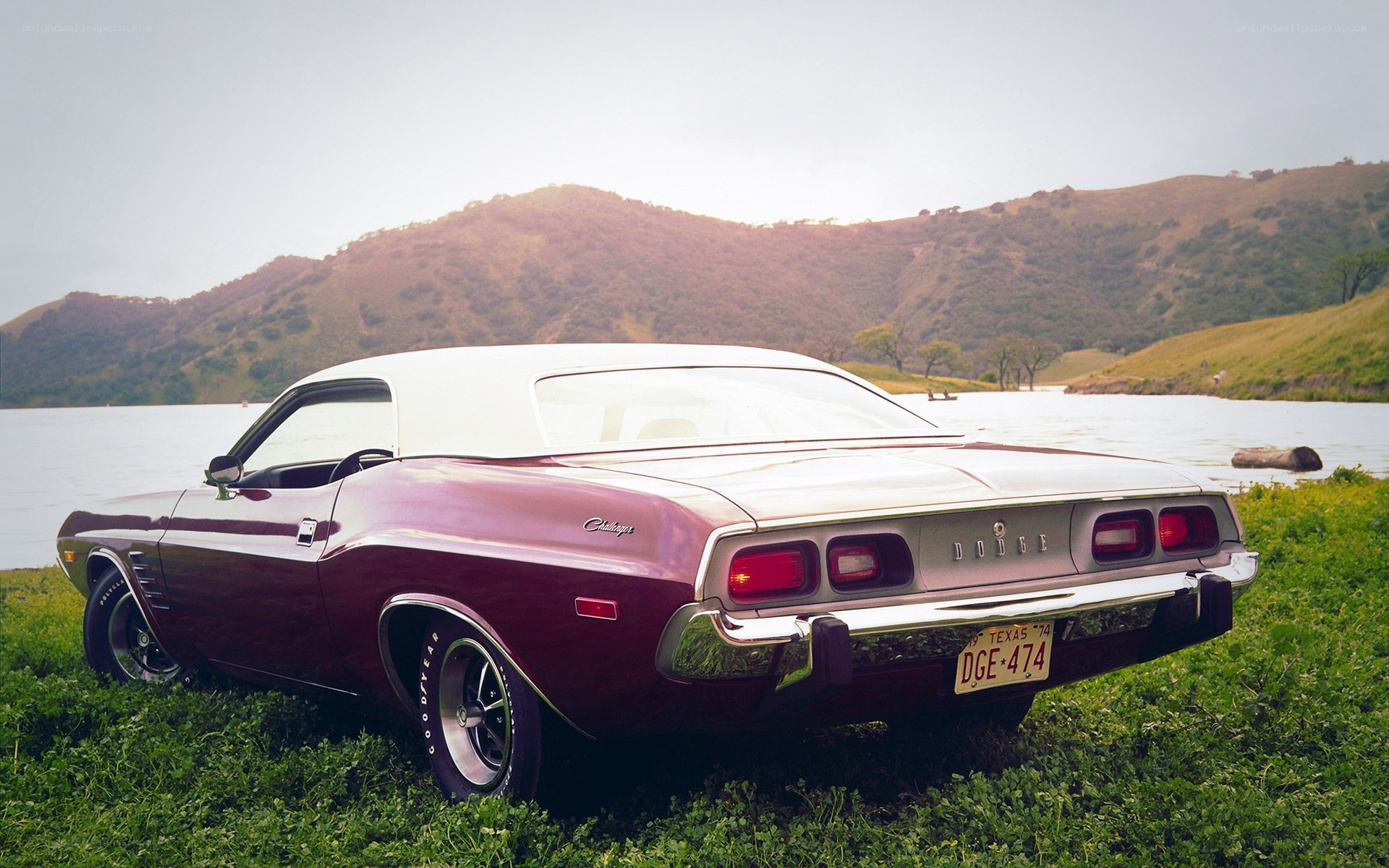 Classic maroon Dodge Challenger