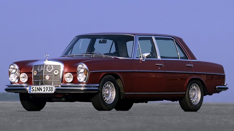 Classic maroon Mercedes-Benz sedan