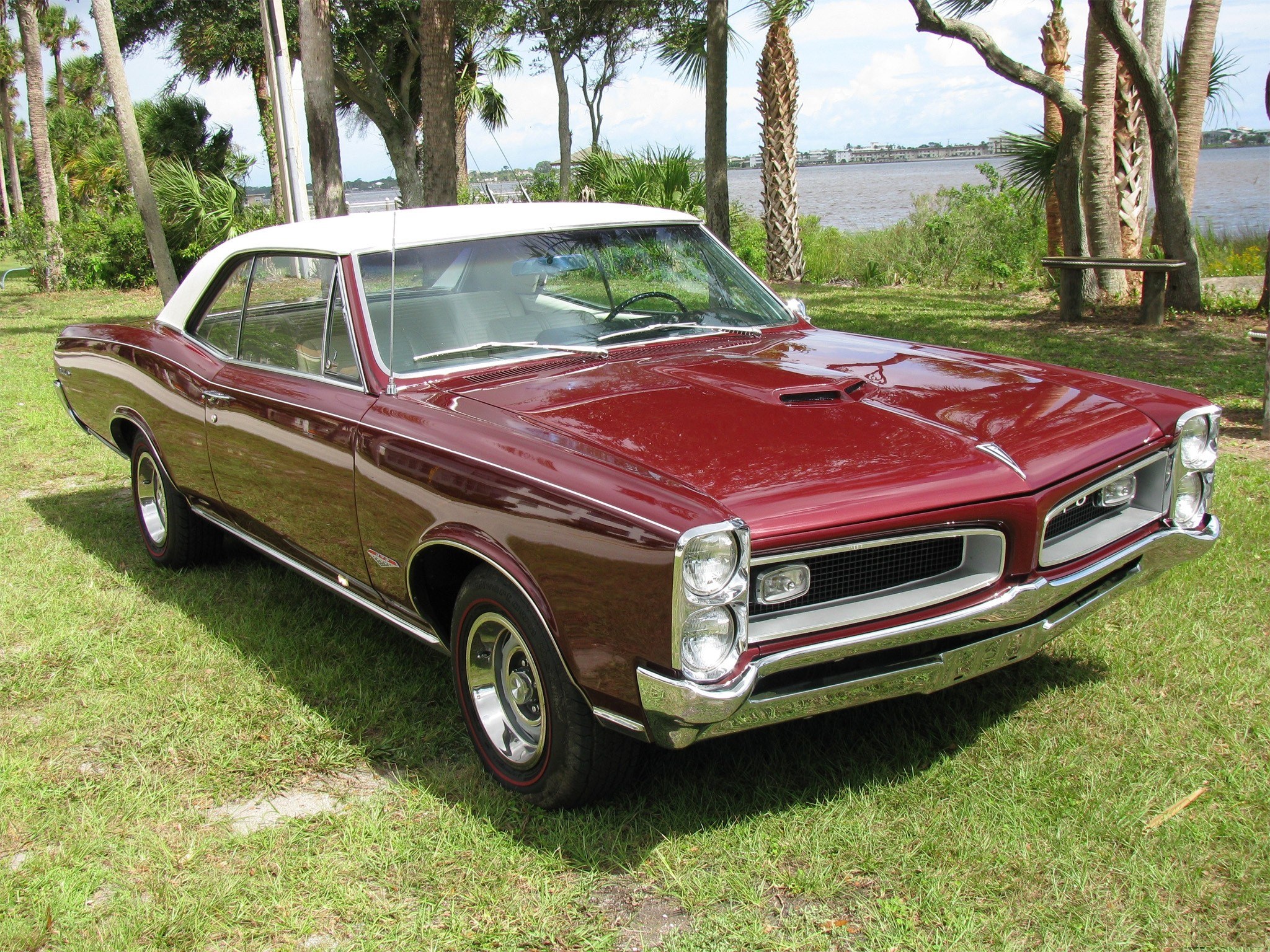 Classic maroon muscle car