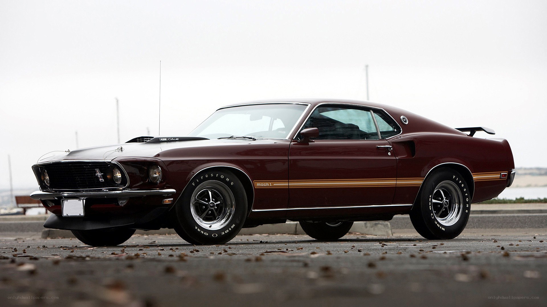 Classic maroon muscle car