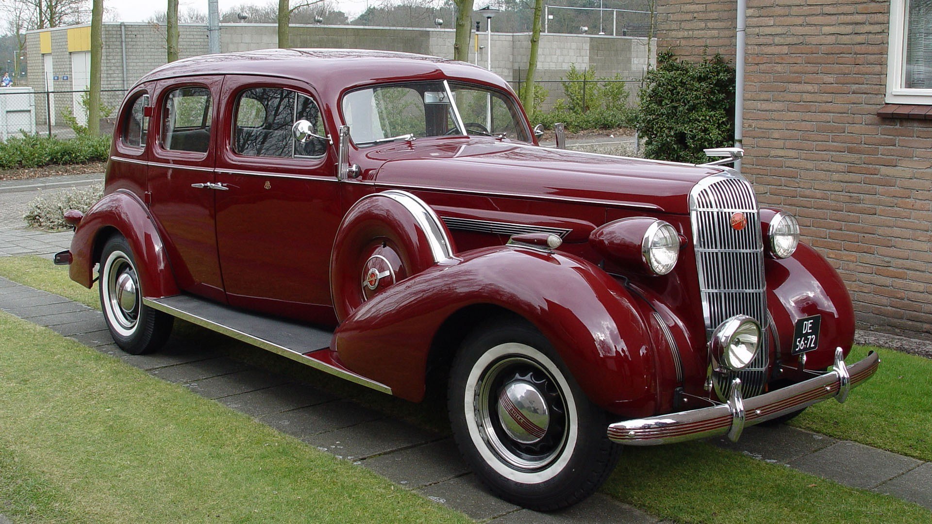 Classic maroon sedan car