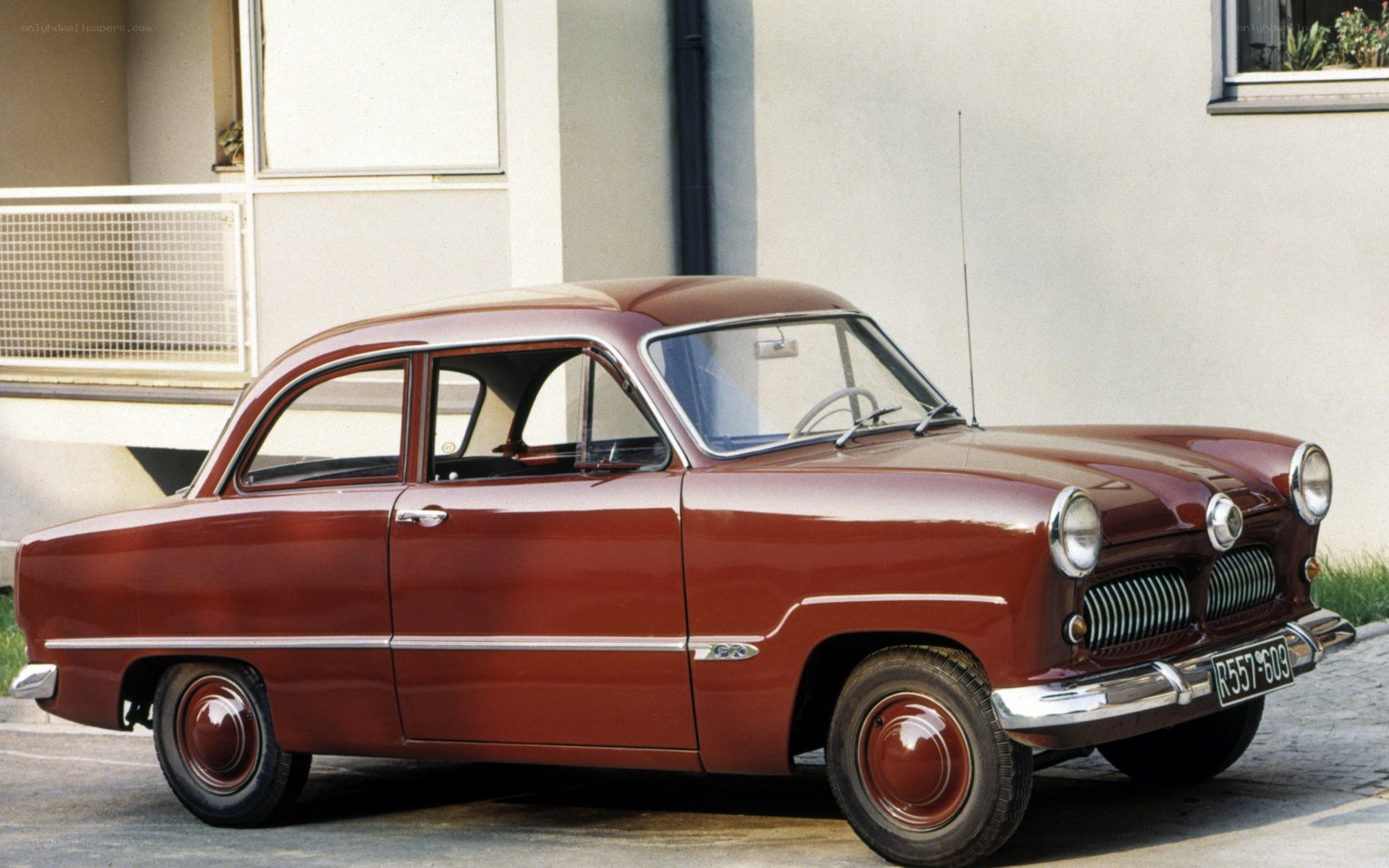 Classic maroon sedan car