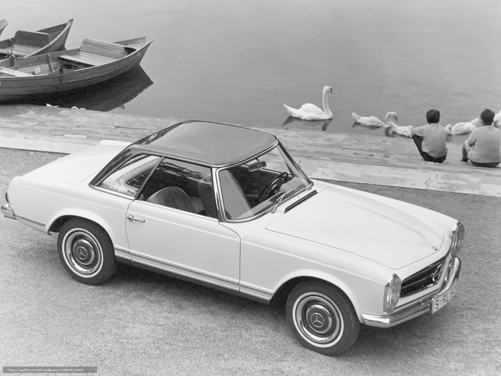 Classic Mercedes-Benz 230SL by lake