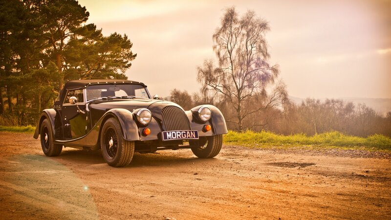 Classic Morgan car on a dirt road