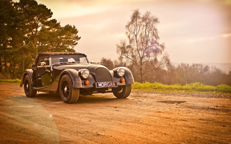 Classic Morgan car on dirt road