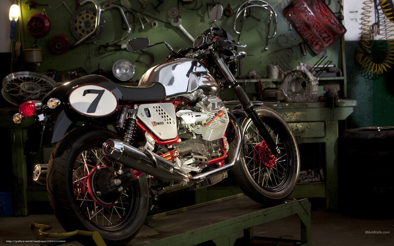Classic Moto Guzzi in workshop