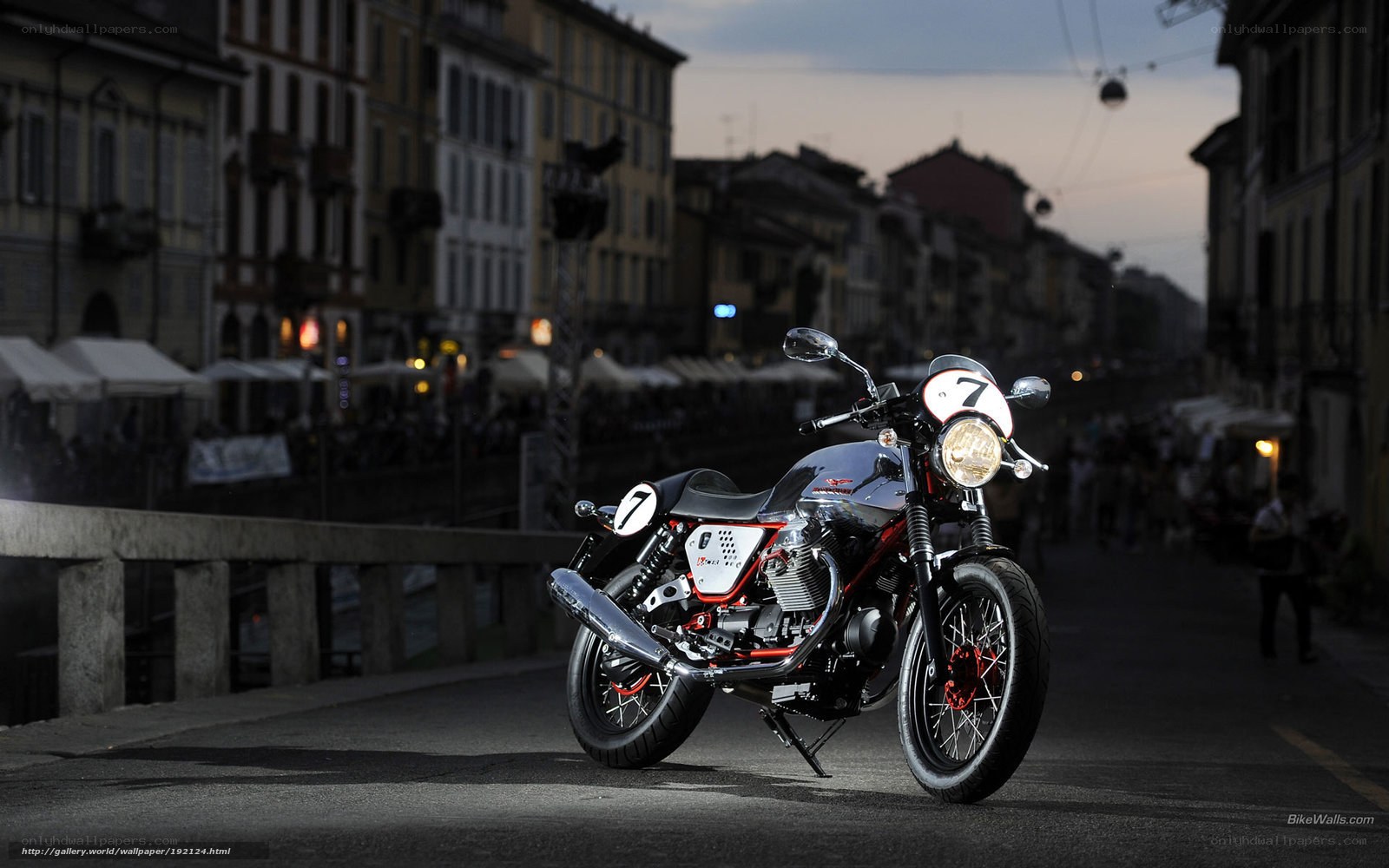 Classic motorcycle on city street