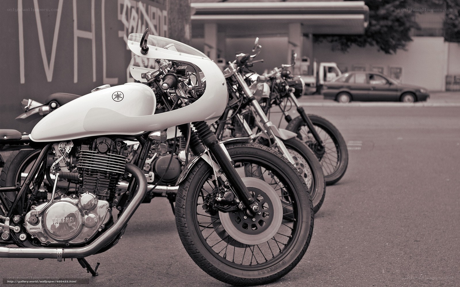 Classic motorcycles in a row