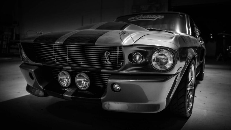 Classic Muscle Car — Black, Dramatic, Night, Photograph