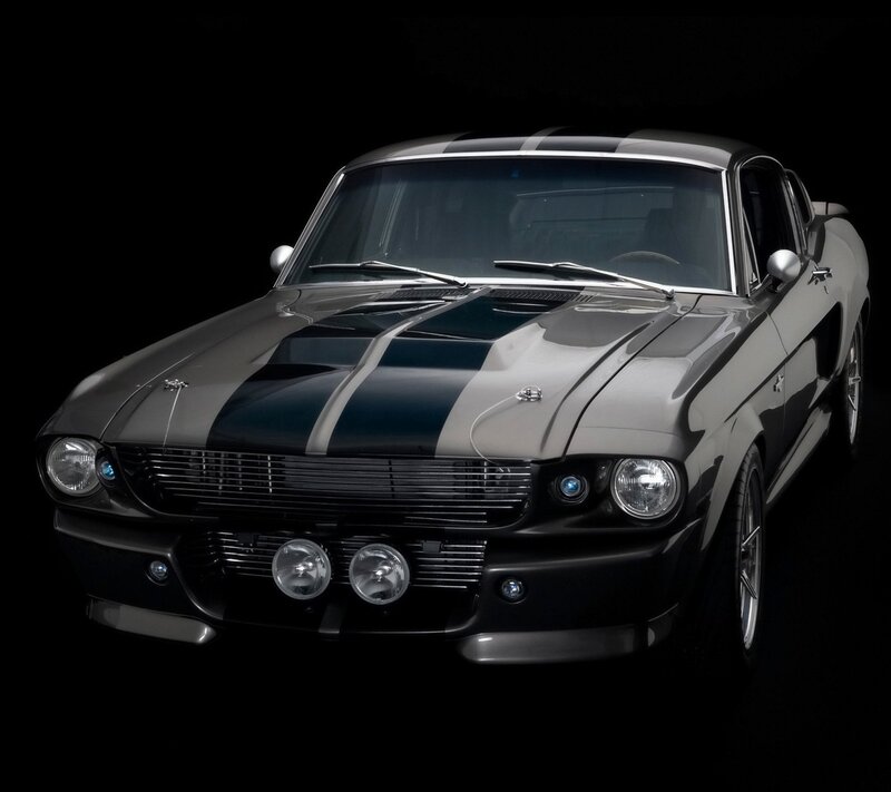 Classic Muscle Car — Black, Dramatic, Photograph, Stripes