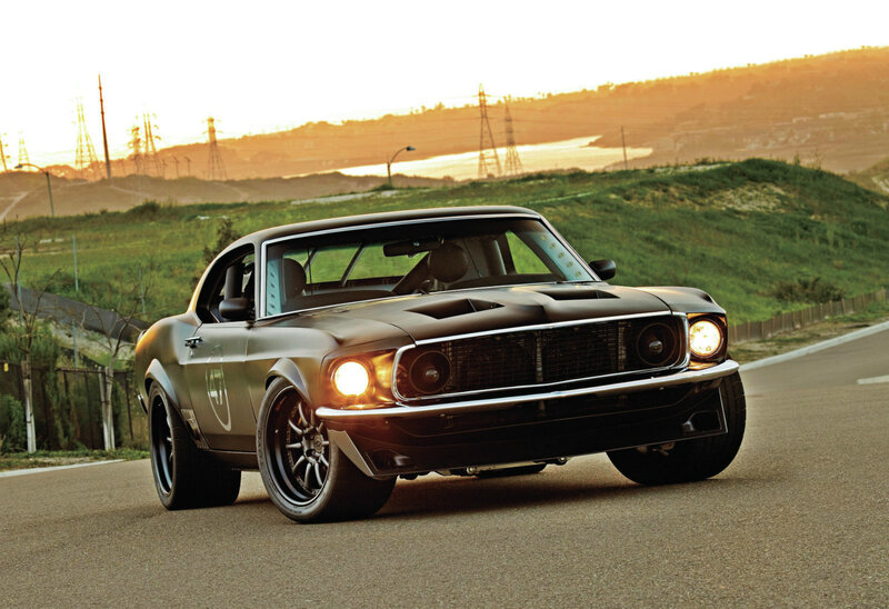 Classic Muscle Car — Black, Dramatic, Sunset