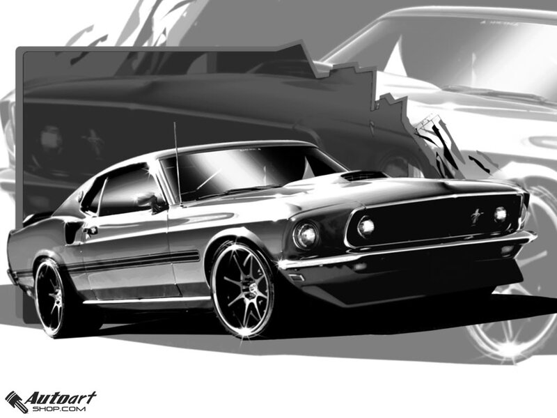 Classic Muscle Car — Black, Dramatic