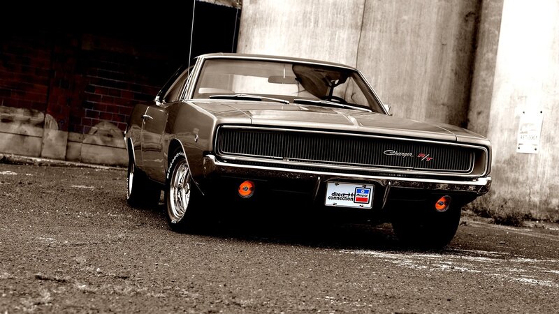 Classic Muscle Car — Brown, Dramatic, Photograph