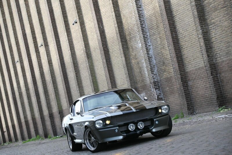 Classic muscle car in alley