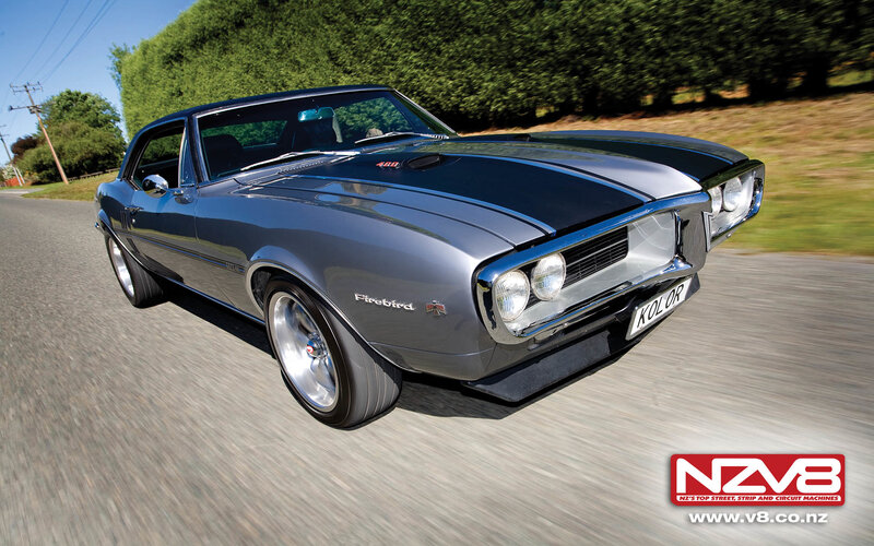classic muscle car in motion