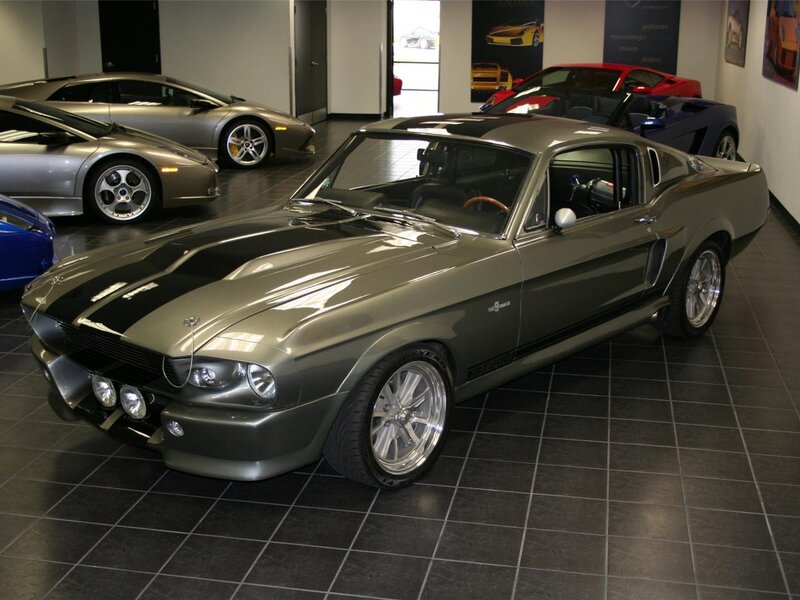 Classic muscle car in showroom