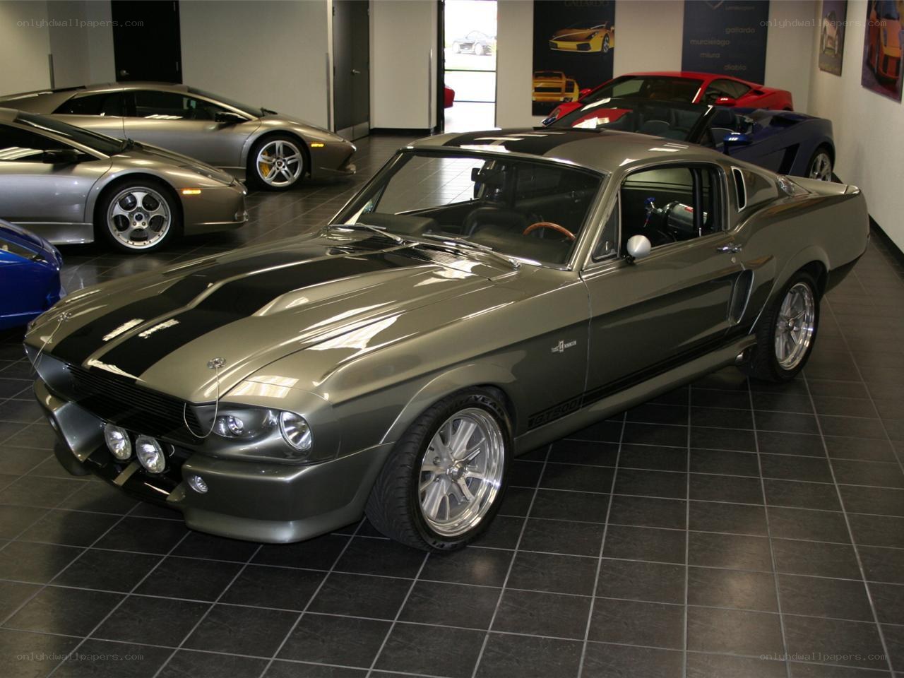 Classic muscle car in showroom