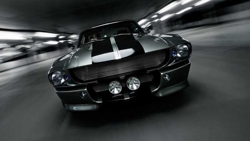 classic muscle car in tunnel