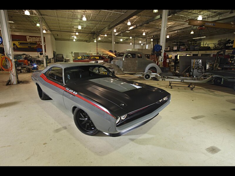 Classic muscle car in workshop