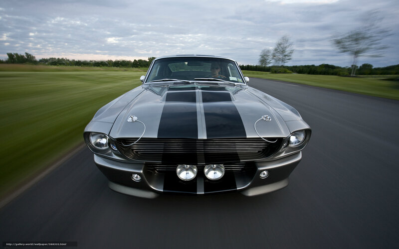 Classic muscle car on a road