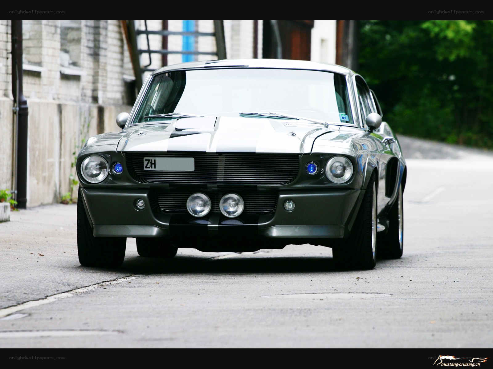 Classic muscle car on street