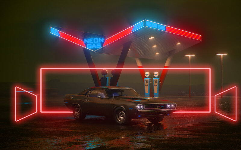 Classic Muscle Car — Red, Nocturnal