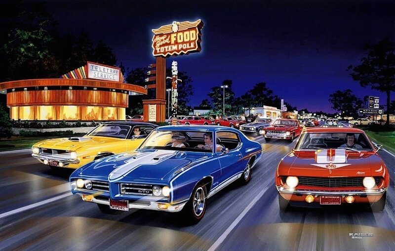 Classic Muscle Cars — Blue, Dramatic