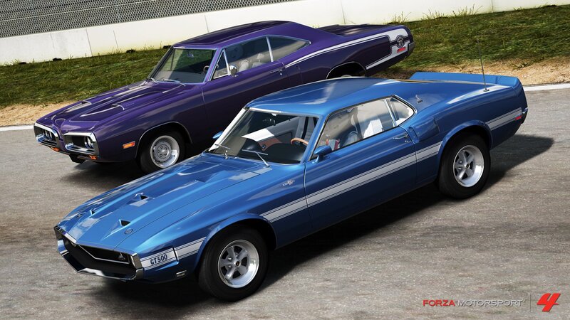 Classic muscle cars on track