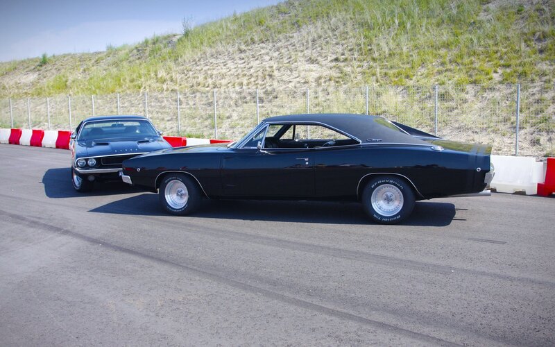 Classic muscle cars on track