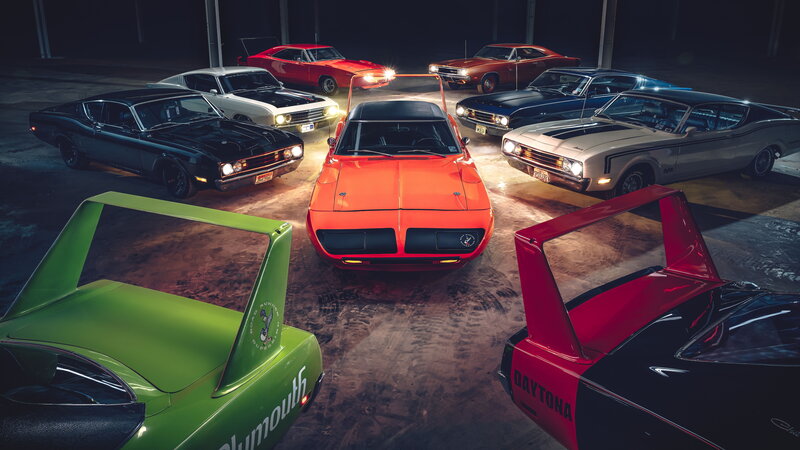 Classic Muscle Cars — Orange, Dramatic