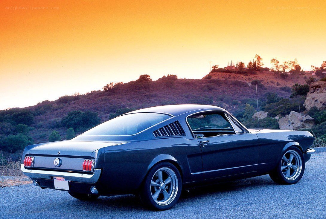 Classic Mustang at sunset
