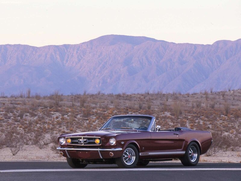 Classic Mustang convertible in desert