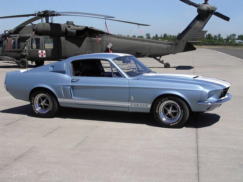 Classic Mustang GT500 with helicopter