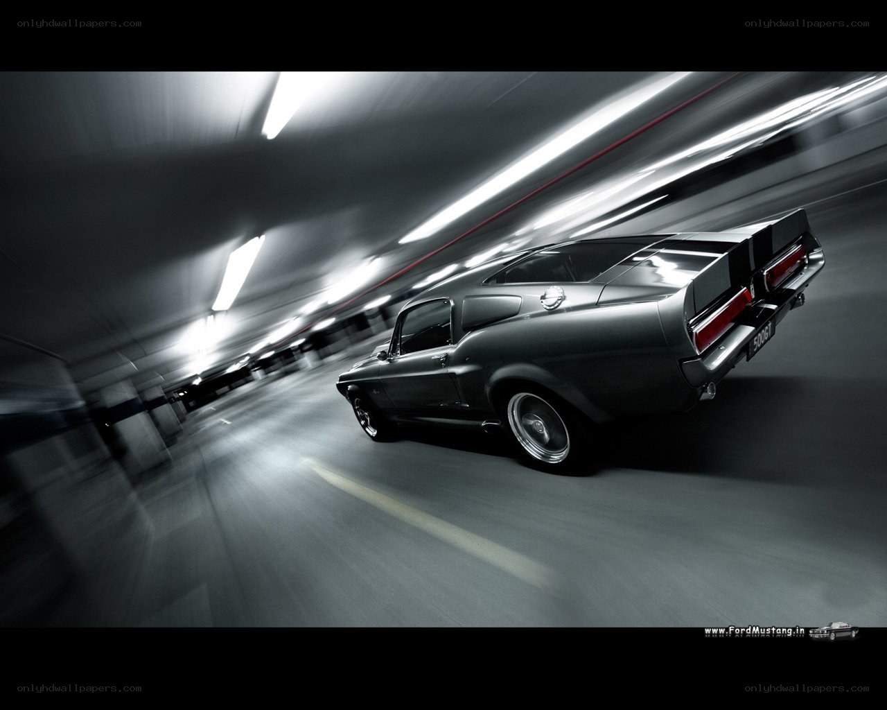 classic mustang in tunnel