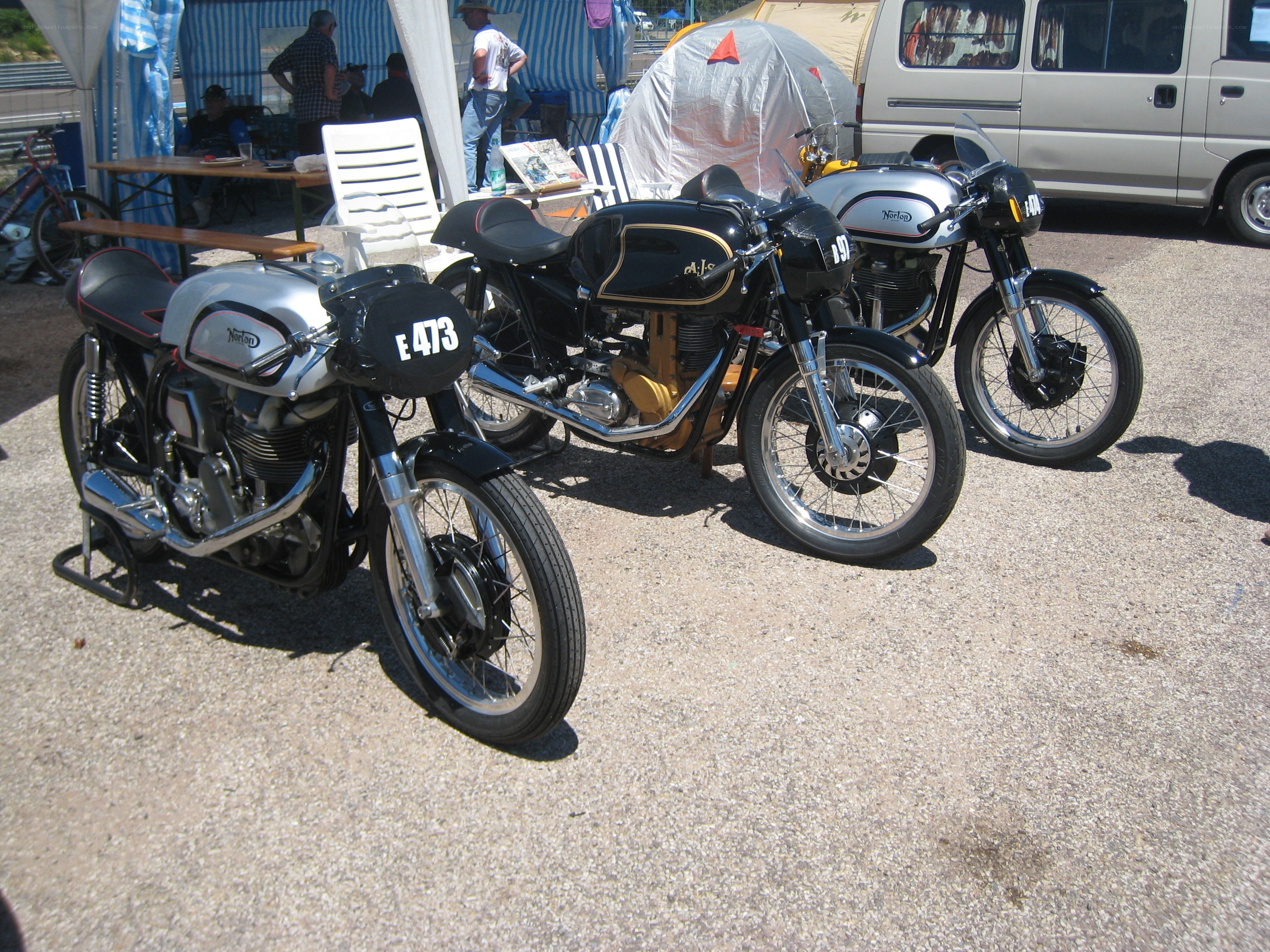 Classic Norton motorcycles on display